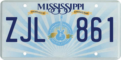 MS license plate ZJL861
