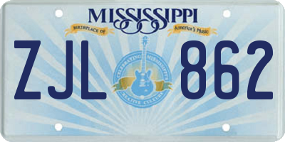 MS license plate ZJL862