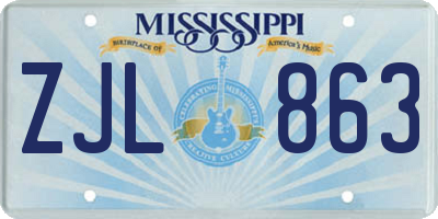MS license plate ZJL863