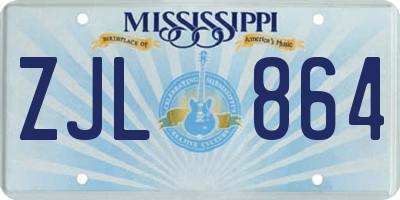 MS license plate ZJL864