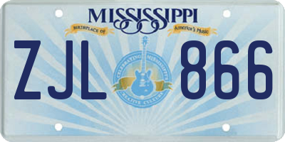 MS license plate ZJL866