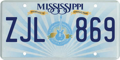 MS license plate ZJL869