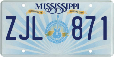 MS license plate ZJL871