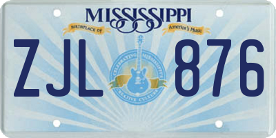 MS license plate ZJL876