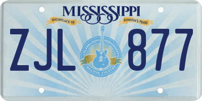 MS license plate ZJL877