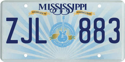 MS license plate ZJL883