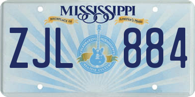 MS license plate ZJL884