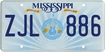 MS license plate ZJL886