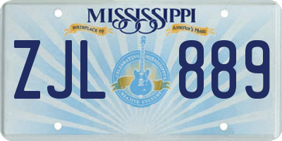 MS license plate ZJL889