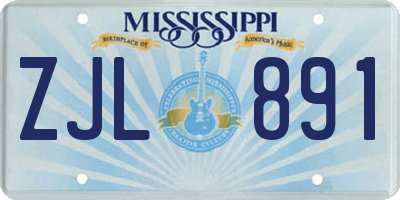 MS license plate ZJL891