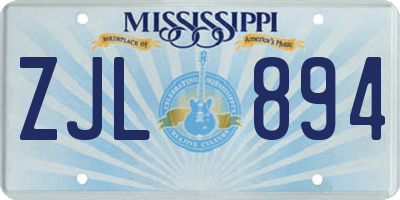 MS license plate ZJL894