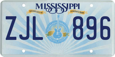 MS license plate ZJL896