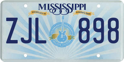 MS license plate ZJL898