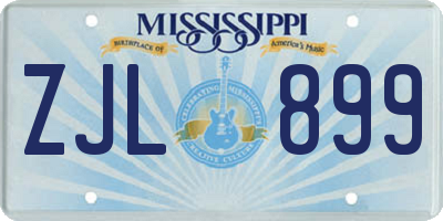 MS license plate ZJL899
