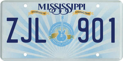MS license plate ZJL901