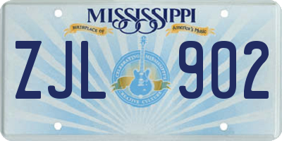 MS license plate ZJL902
