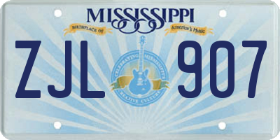 MS license plate ZJL907