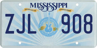 MS license plate ZJL908