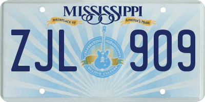 MS license plate ZJL909