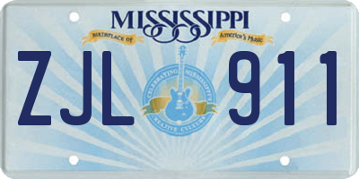 MS license plate ZJL911