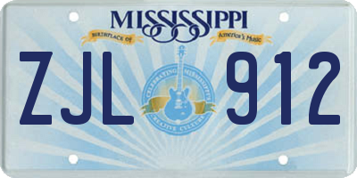MS license plate ZJL912
