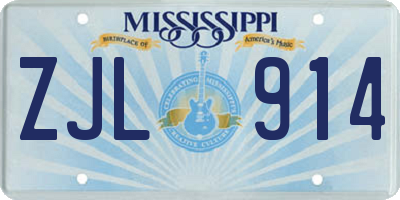 MS license plate ZJL914
