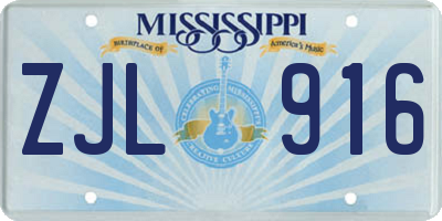 MS license plate ZJL916