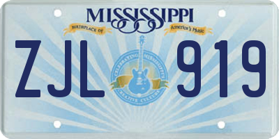 MS license plate ZJL919