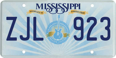 MS license plate ZJL923