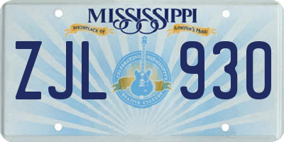 MS license plate ZJL930