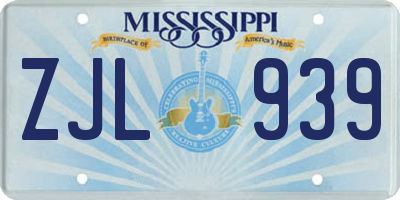 MS license plate ZJL939