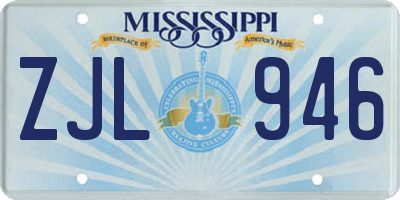 MS license plate ZJL946