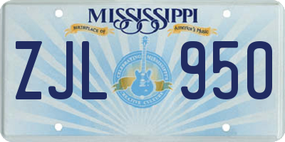 MS license plate ZJL950