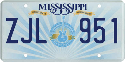 MS license plate ZJL951