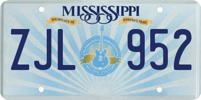 MS license plate ZJL952