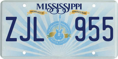 MS license plate ZJL955