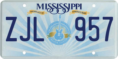 MS license plate ZJL957