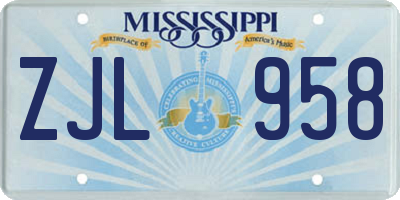 MS license plate ZJL958