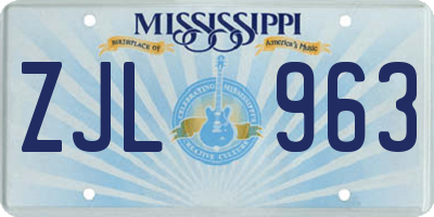 MS license plate ZJL963