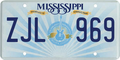 MS license plate ZJL969