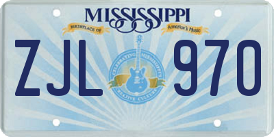 MS license plate ZJL970