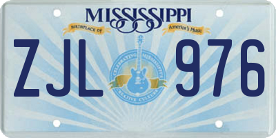 MS license plate ZJL976