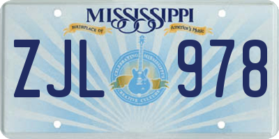 MS license plate ZJL978