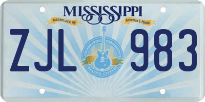 MS license plate ZJL983