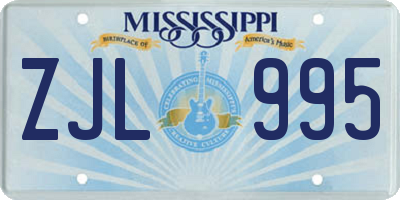 MS license plate ZJL995