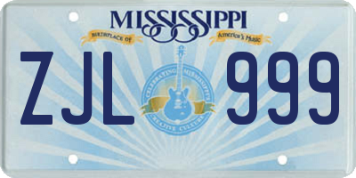 MS license plate ZJL999