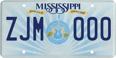 MS license plate ZJM000