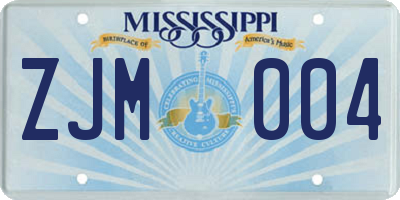 MS license plate ZJM004