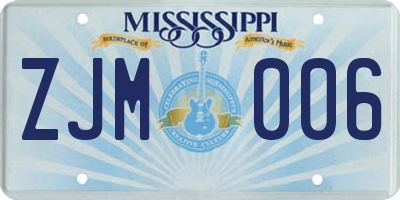 MS license plate ZJM006