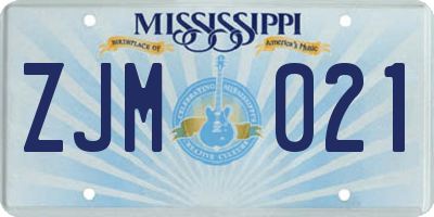 MS license plate ZJM021